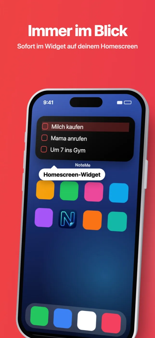 NoteMe-To-do-Widget auf dem iPhone-Homebildschirm