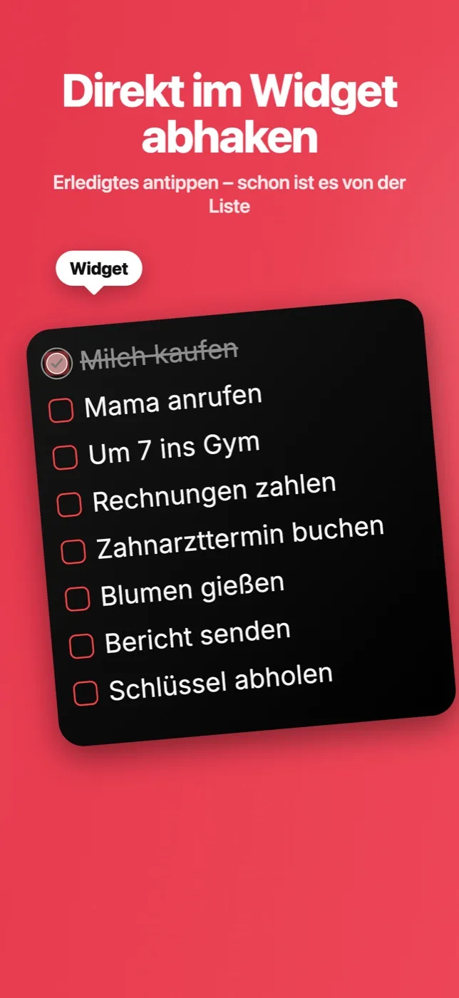 Aufgabe direkt im NoteMe-Widget abhaken