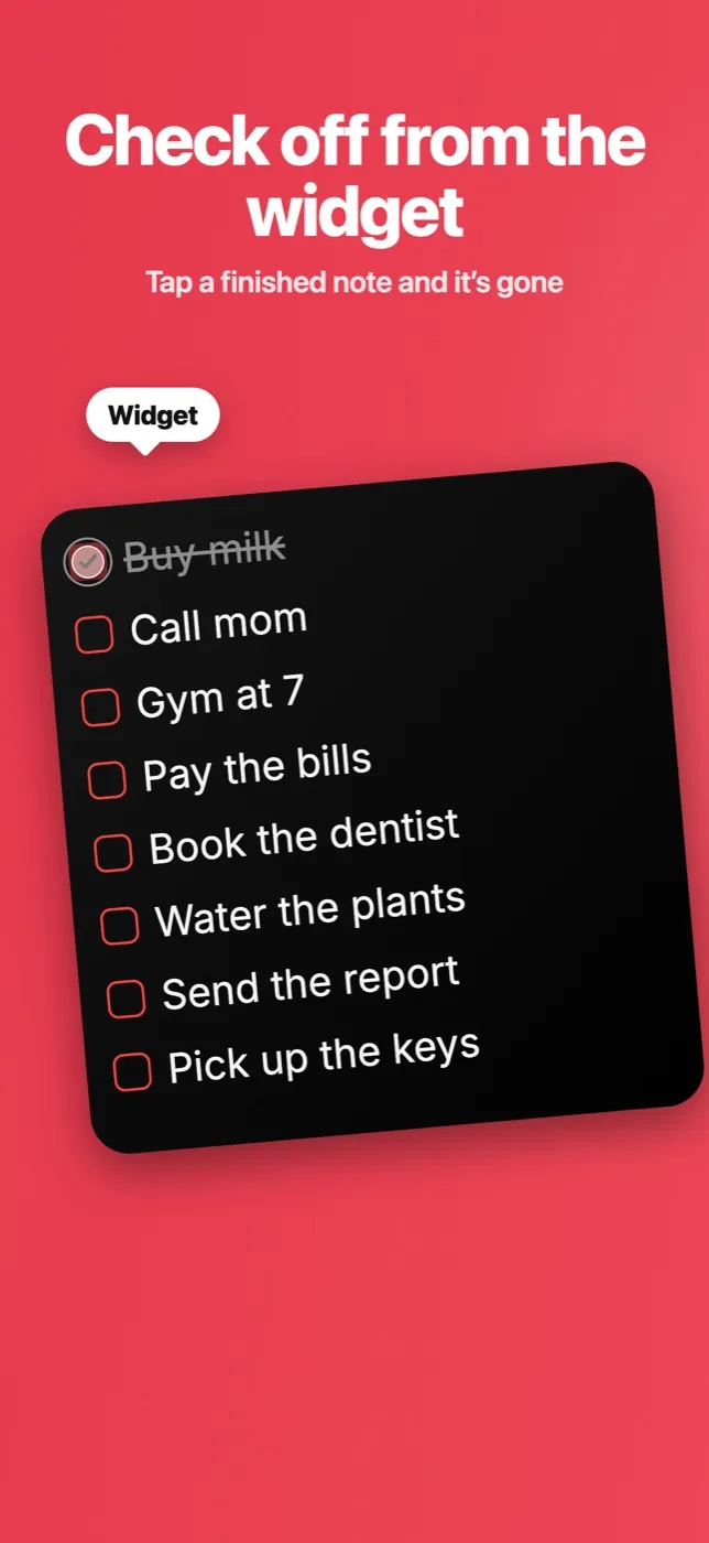 Checking off a to-do directly in the NoteMe widget